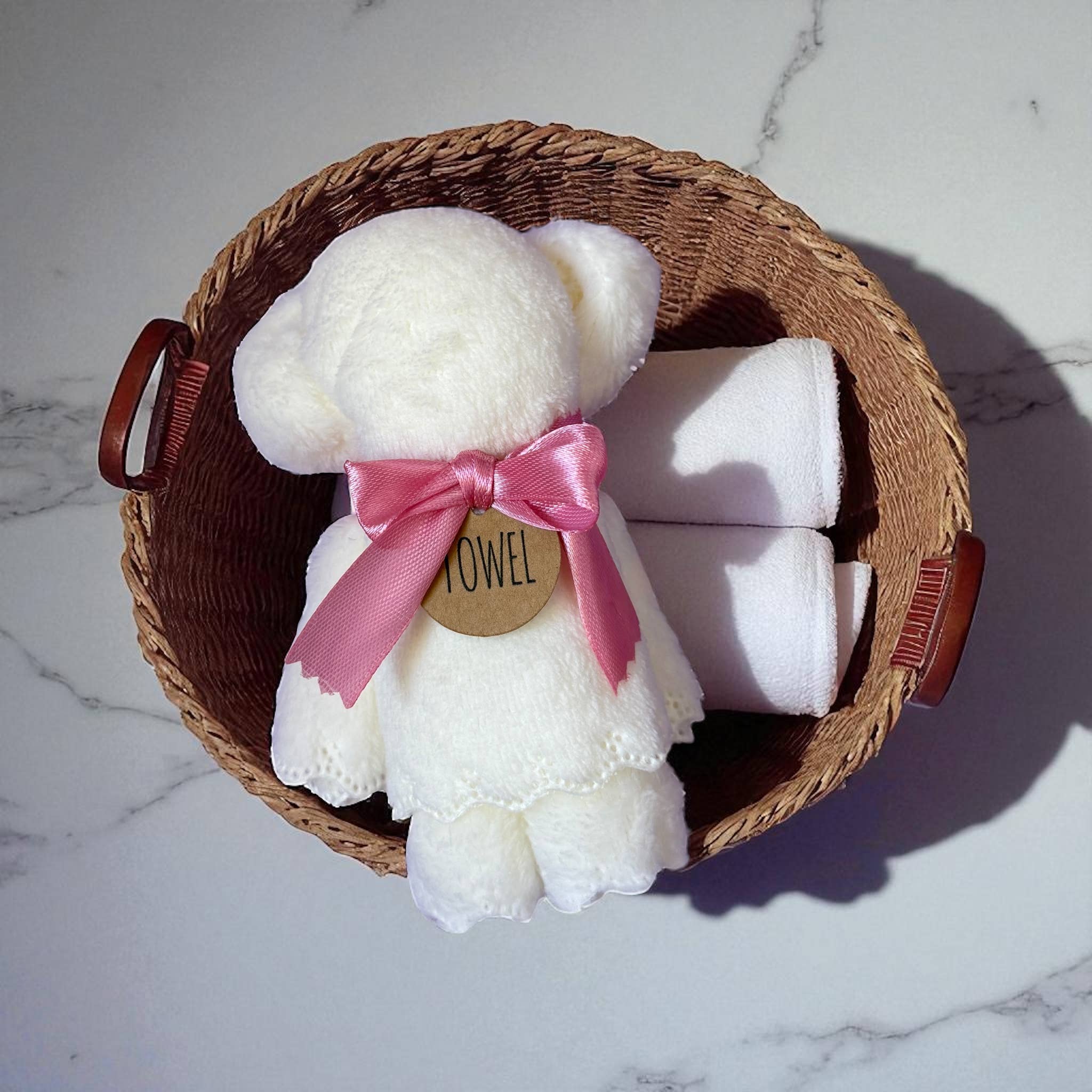 Bear Bath Towel in White