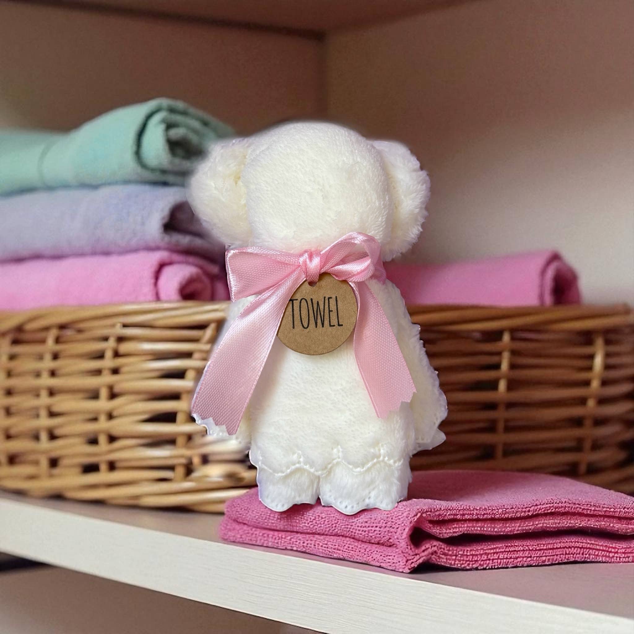 Bear Bath Towel in White