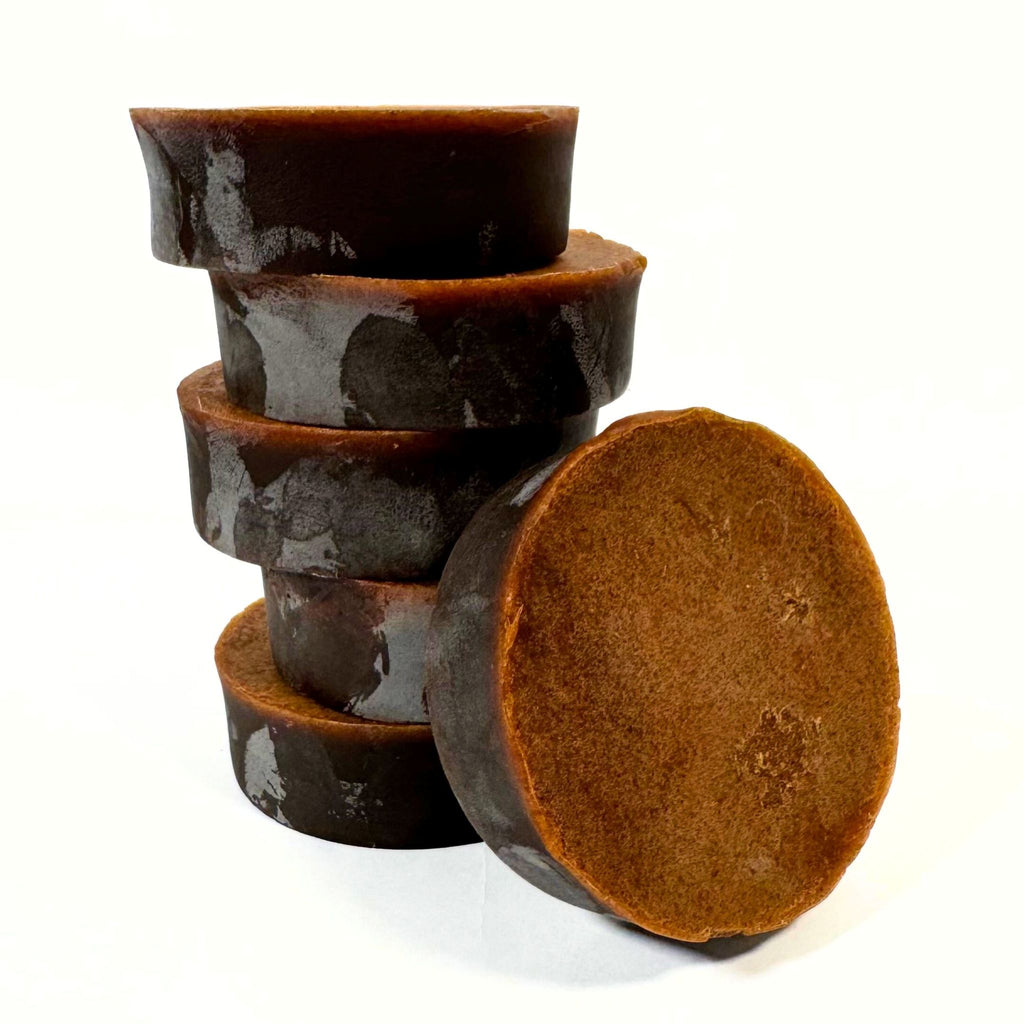Beard & Blade handmade shaving and beard soap in Black Tie scent by Artesana Soaps, crafted with Arkansas stout beer.