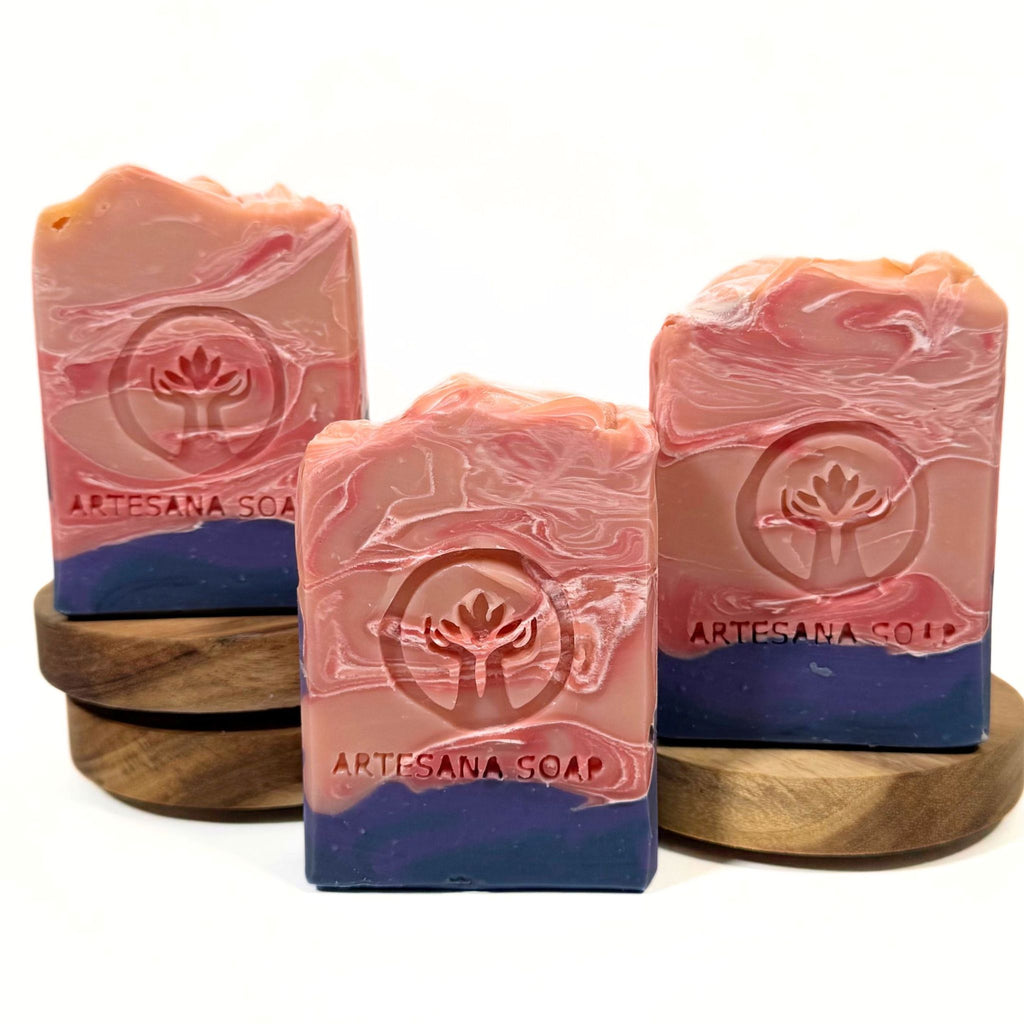 Berry Blast handmade soap bar by Artesana Soaps.