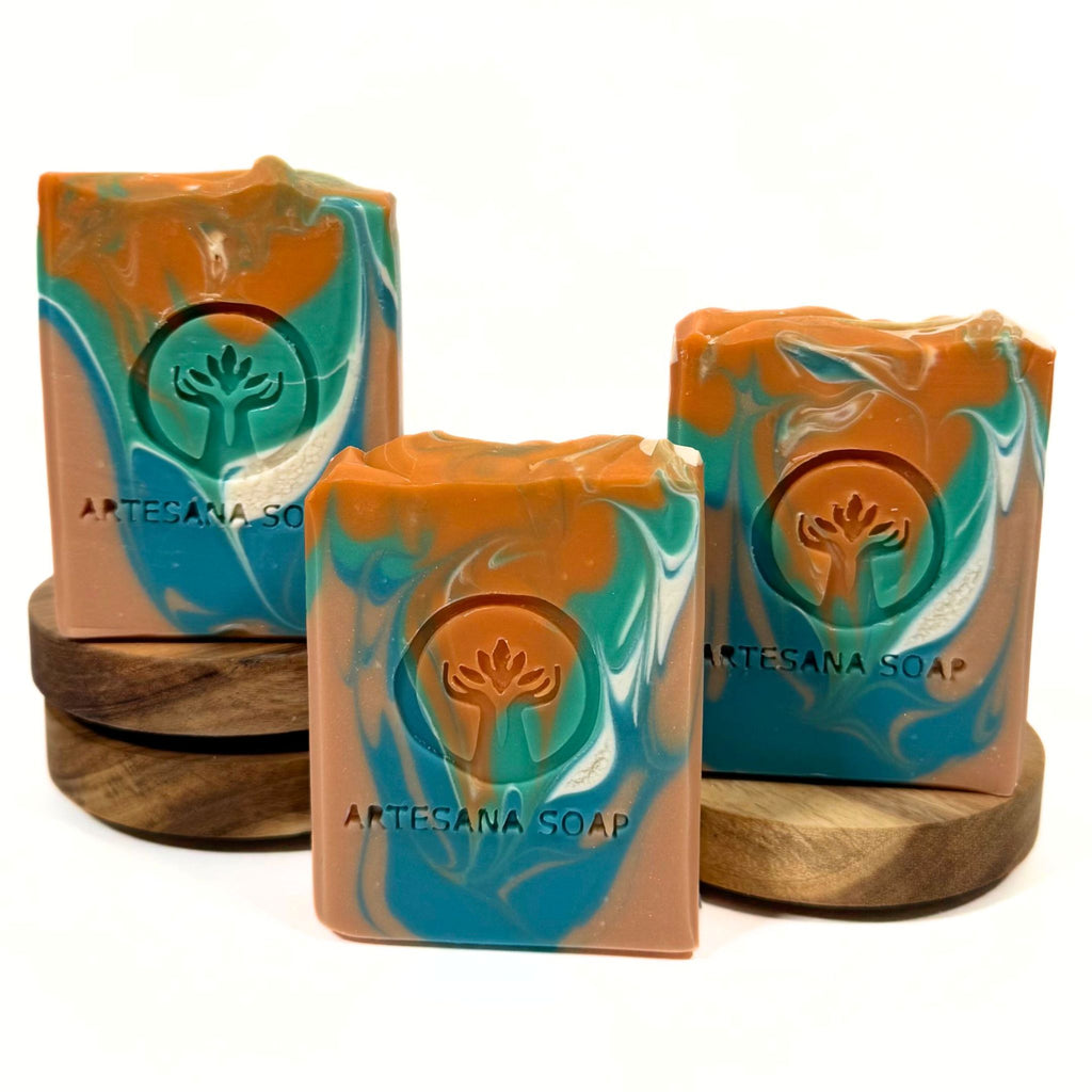 Coconut Lime Breeze handmade soap bar by Artesana Soaps.