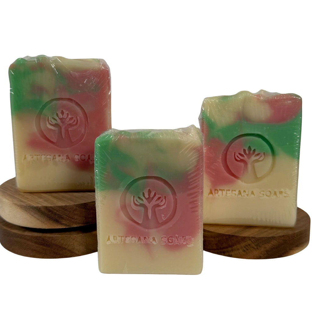 Cucumber Melon handmade cold process soap bar by Artesana Soaps.