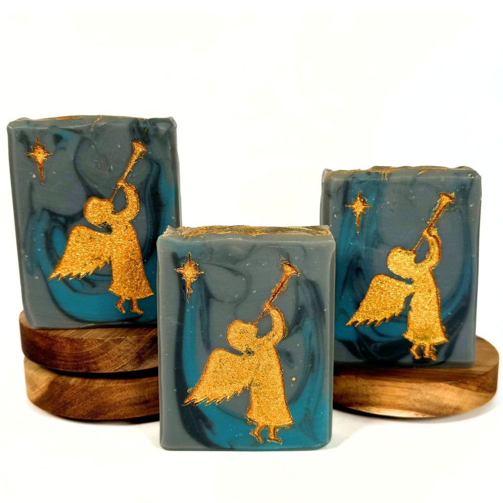 Joy to the World handmade angel Christmas soap bar by Artesana Soaps, a thoughtful holiday gift.
