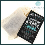 Load image into Gallery viewer, Charcoal Lumps of Coal soap in muslin gift bag for Christmas
