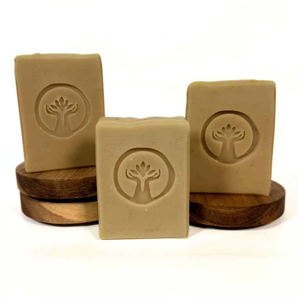 Naked handmade essential oil soap bar by Artesana Soaps, scented with eucalyptus, lemongrass and spearmint.