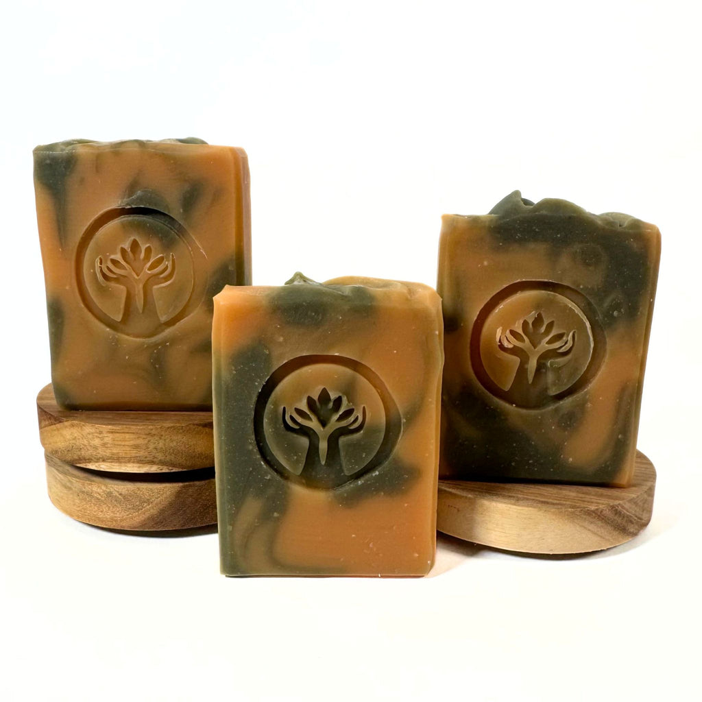 Spiced Orange handmade soap bar scented with sweet orange, peppermint and clove bud essential oils by Artesana Soaps.