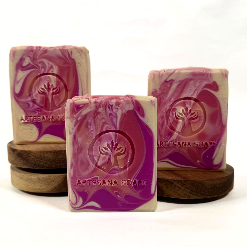 The Dreamer handmade soap bar with a warm fruity plum and dark cherry fragrance by Artesana Soaps.