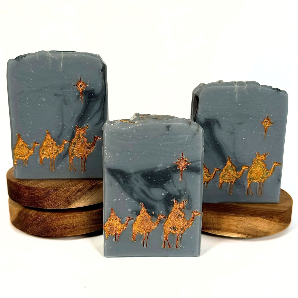 We Three Kings handmade Christmas soap bar featuring the Magi design by Artesana Soaps.